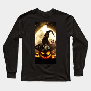 Halloween Pumpkins Witch Skull Glowing Pumpkins Long Sleeve T-Shirt